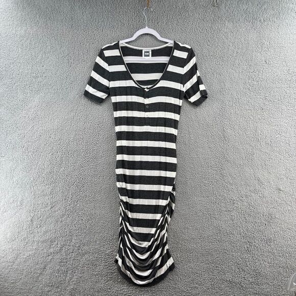 NOM Maternity Dress Size Medium Striped Short Sleeve Casual Comfy - Picture 1 of 13